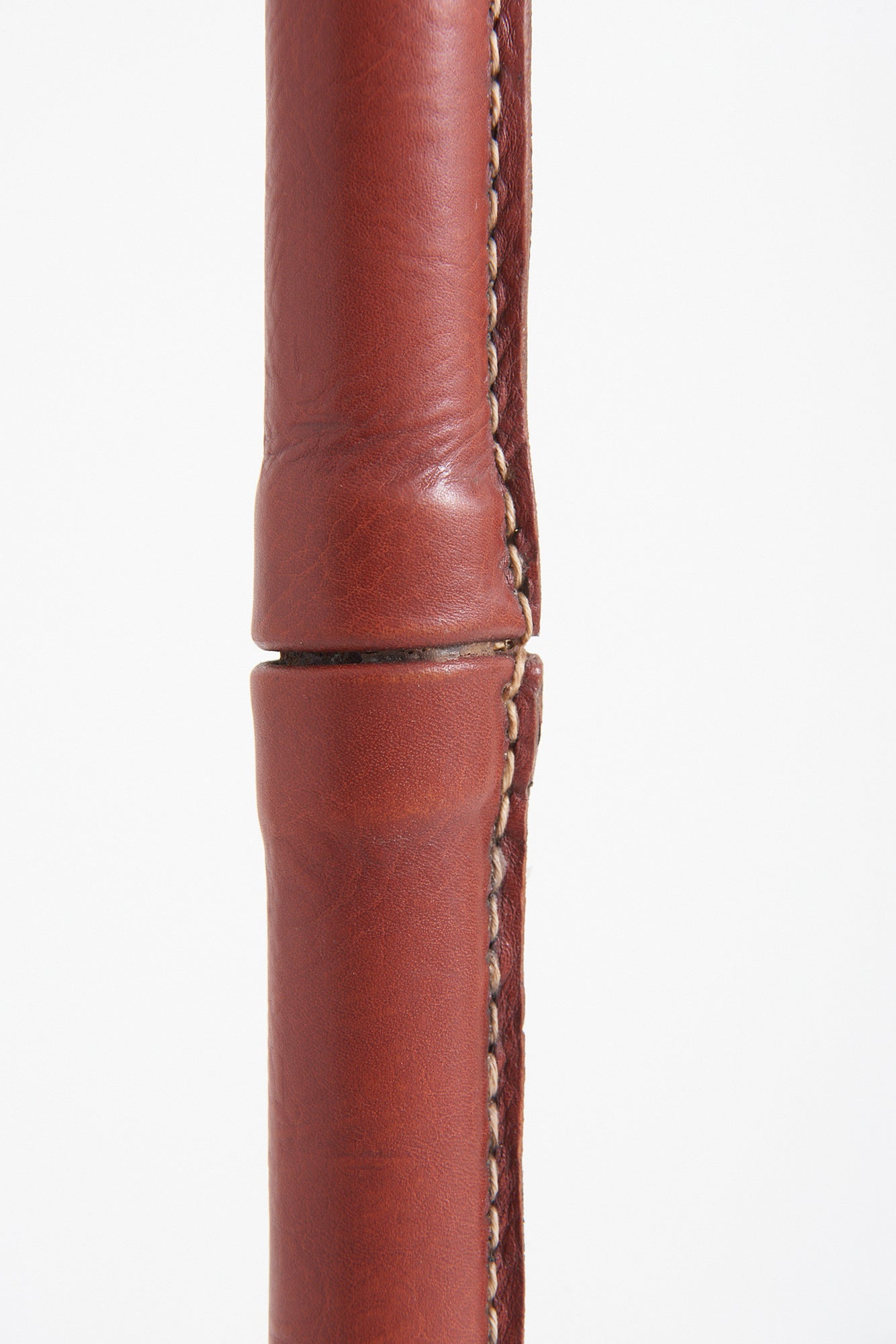Brown Leather Floor Lamp by Jacques Adnet
