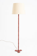 9122- Brown Leather Floor Lamp by Jacques Adnet