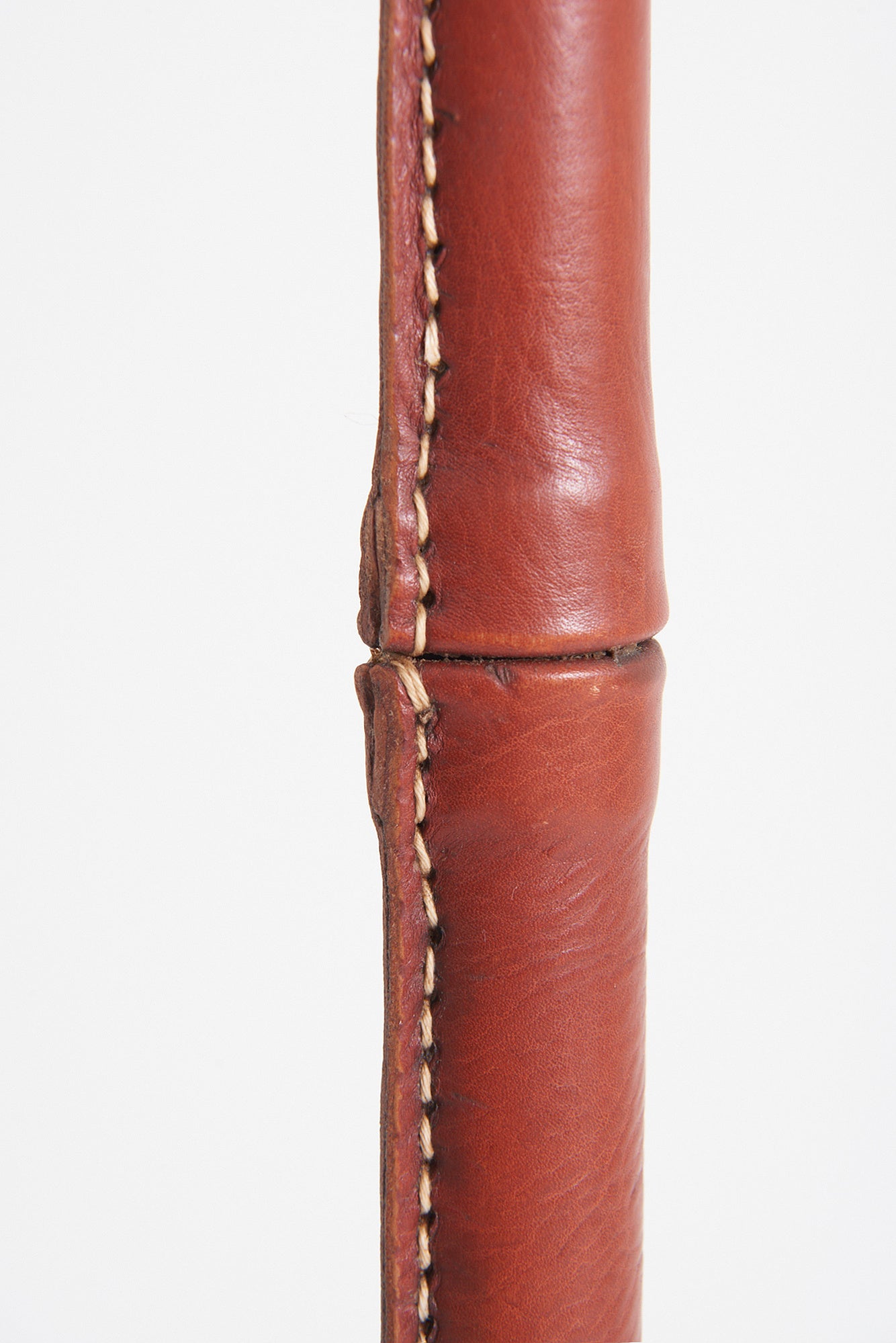 Brown Leather Floor Lamp by Jacques Adnet
