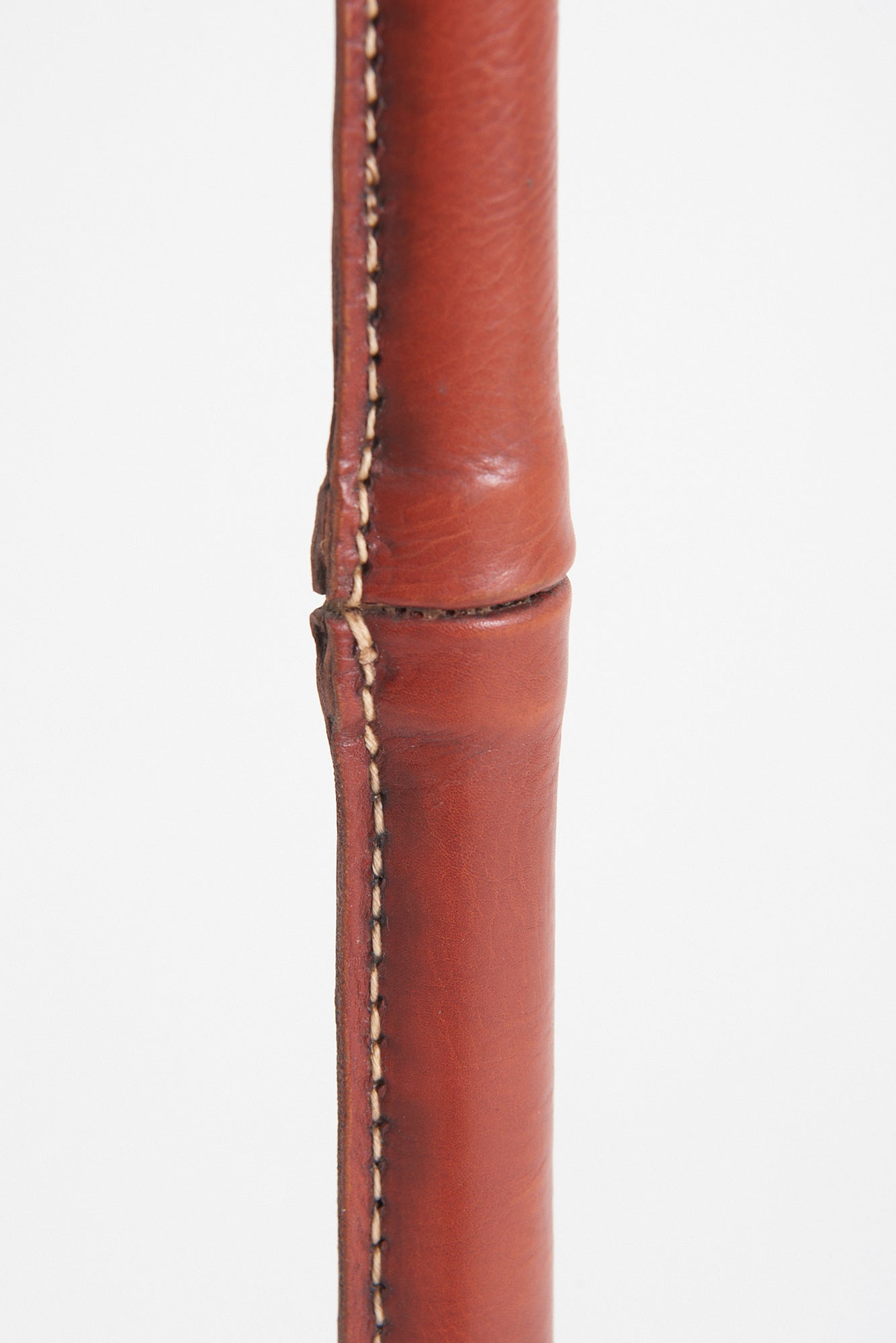 Brown Leather Floor Lamp by Jacques Adnet