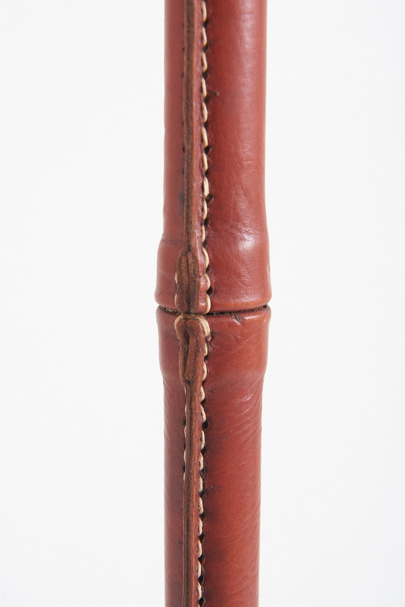 Brown Leather Floor Lamp by Jacques Adnet