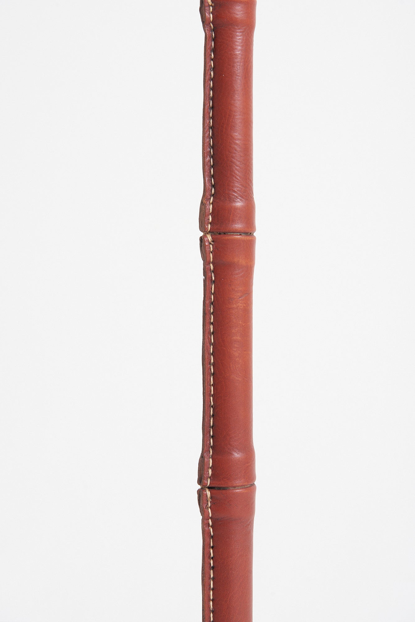 Brown Leather Floor Lamp by Jacques Adnet