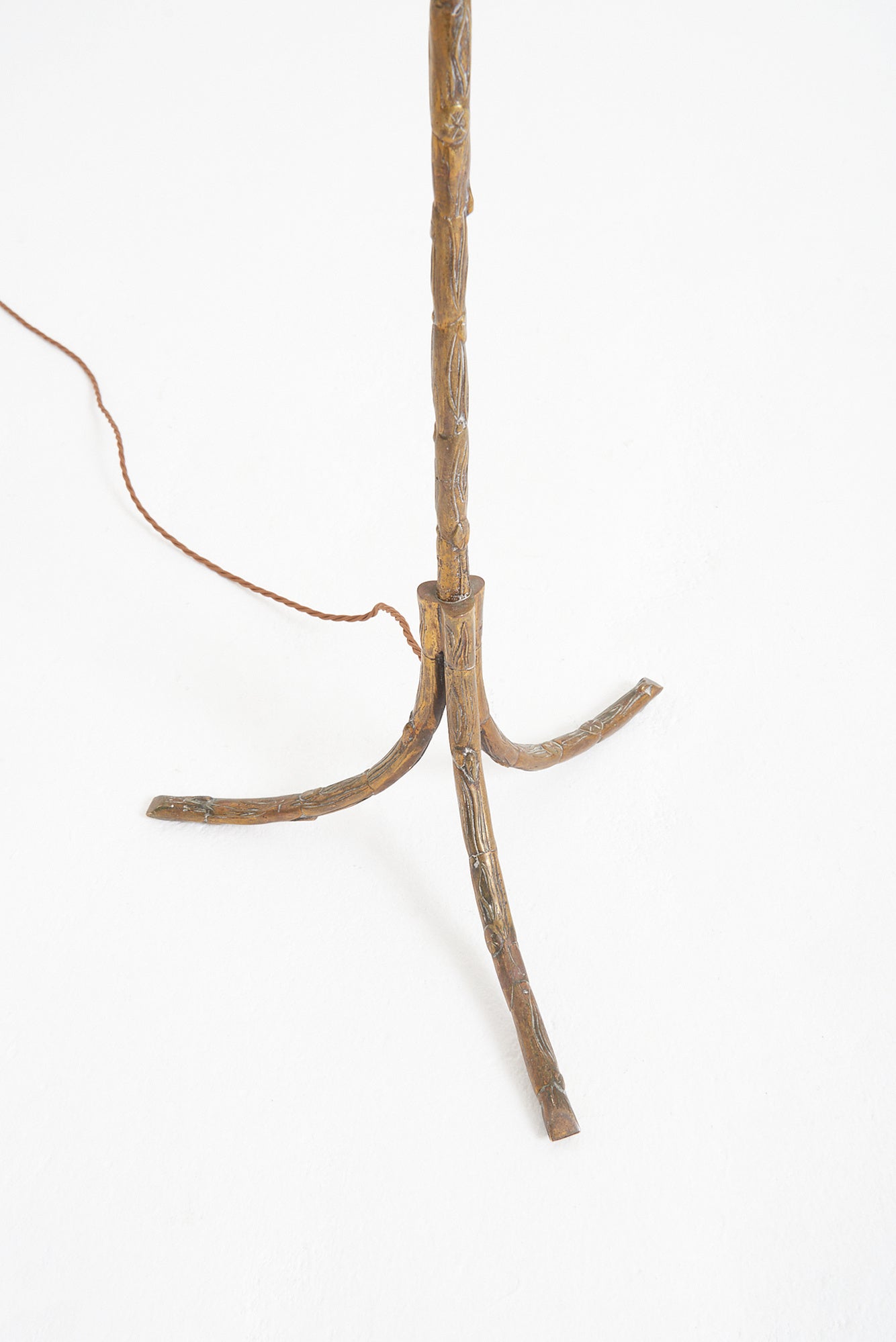 Mid-Century Brass Reed Floor Lamp