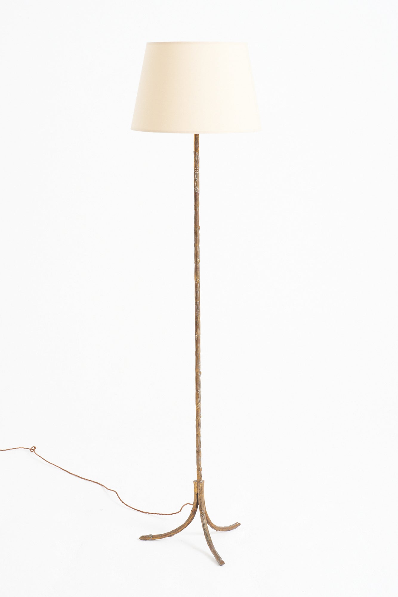 9127- Mid-Century Brass Reed Floor Lamp