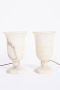 9128- Pair of Art Deco Alabaster Urn Table Lamps