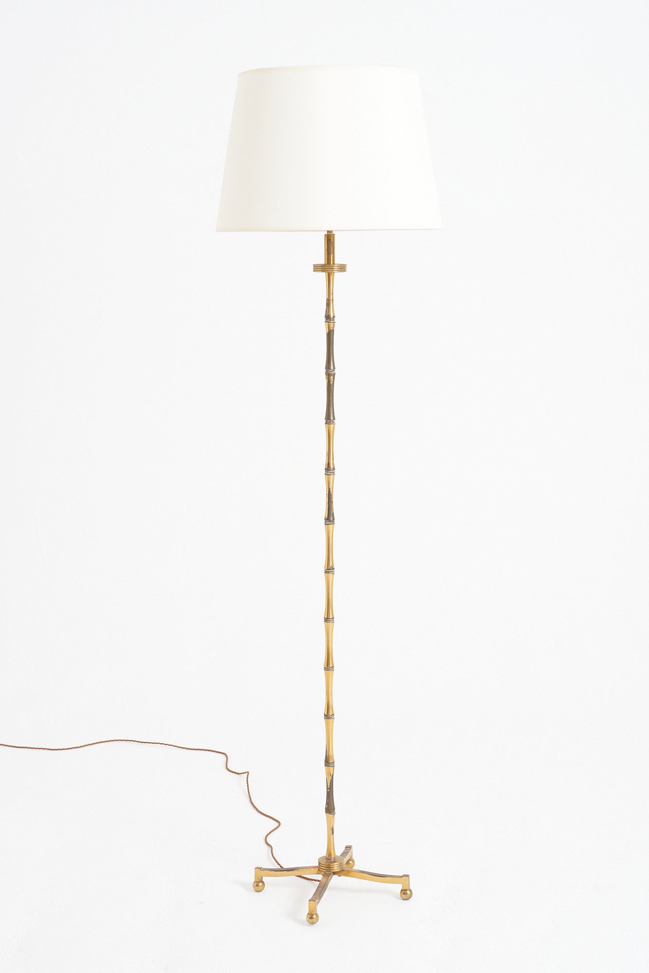 9150- Mid-Century Bronze Bamboo Floor Lamp