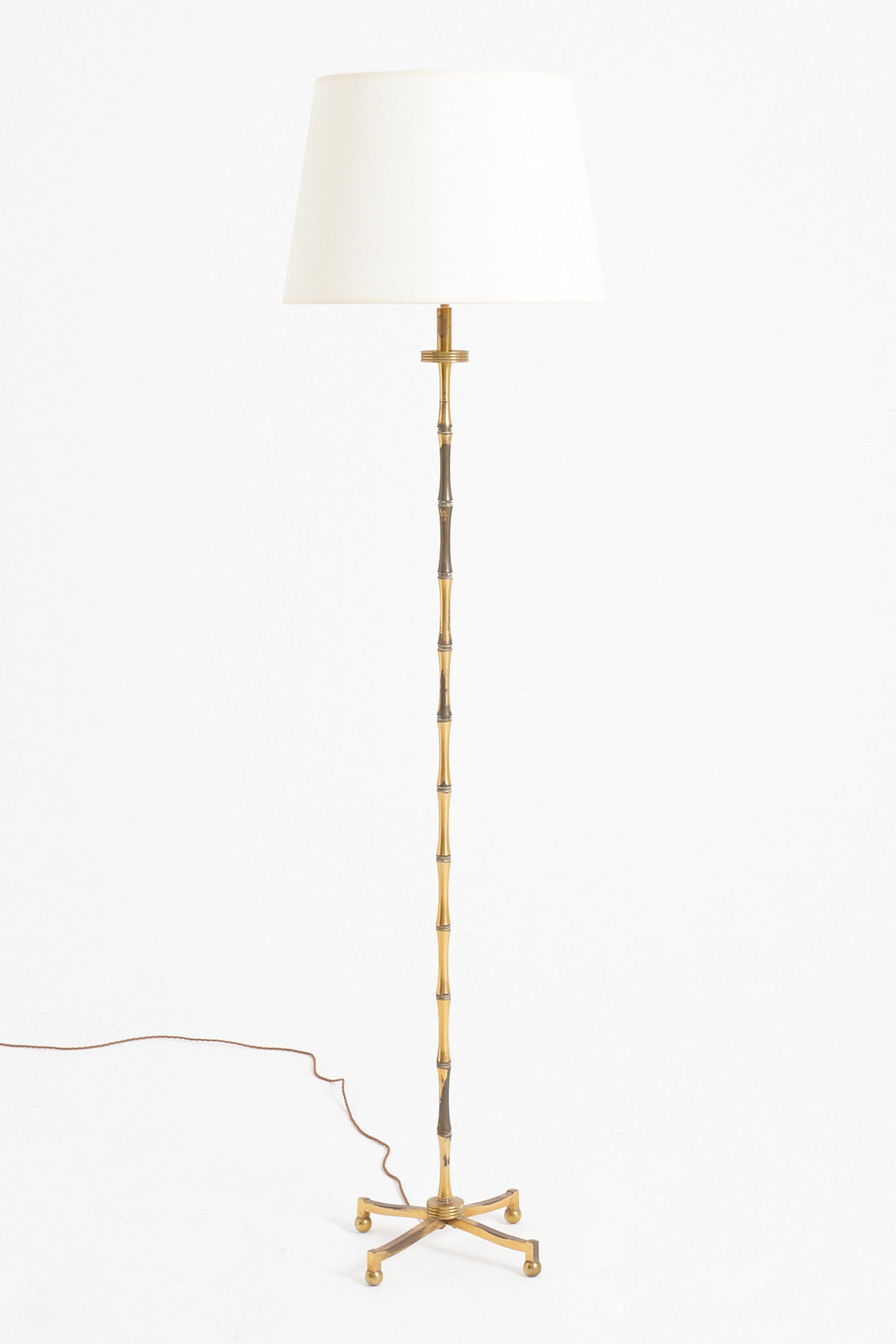 Mid-Century Bronze Bamboo Floor Lamp