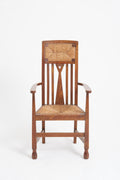9168- Arts & Crafts Oak and Rush Armchair