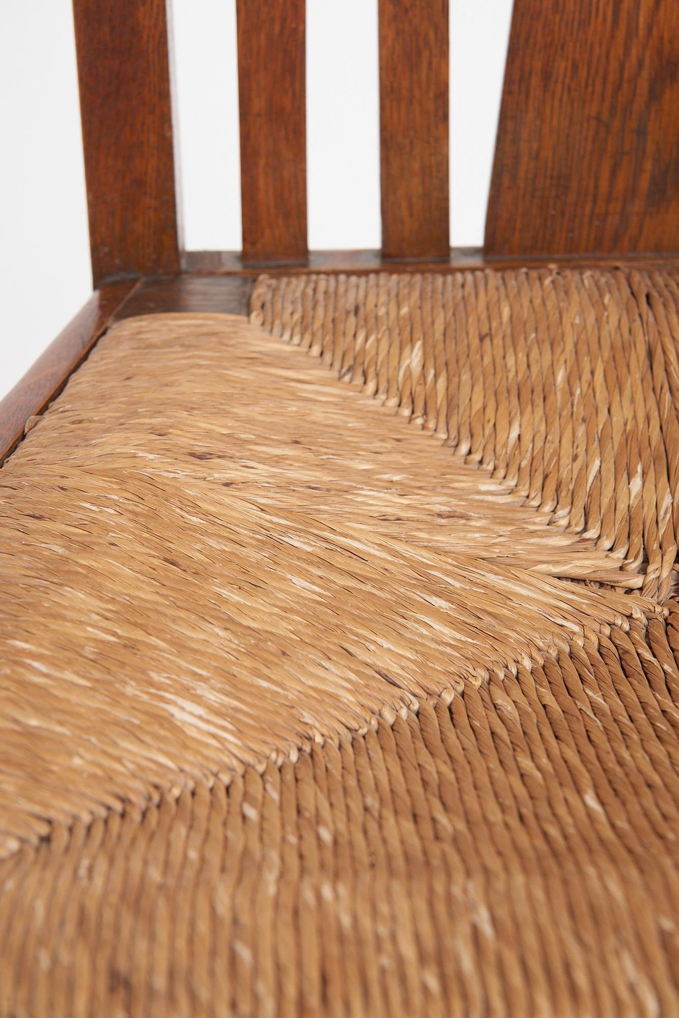 Arts & Crafts Oak and Rush Armchair