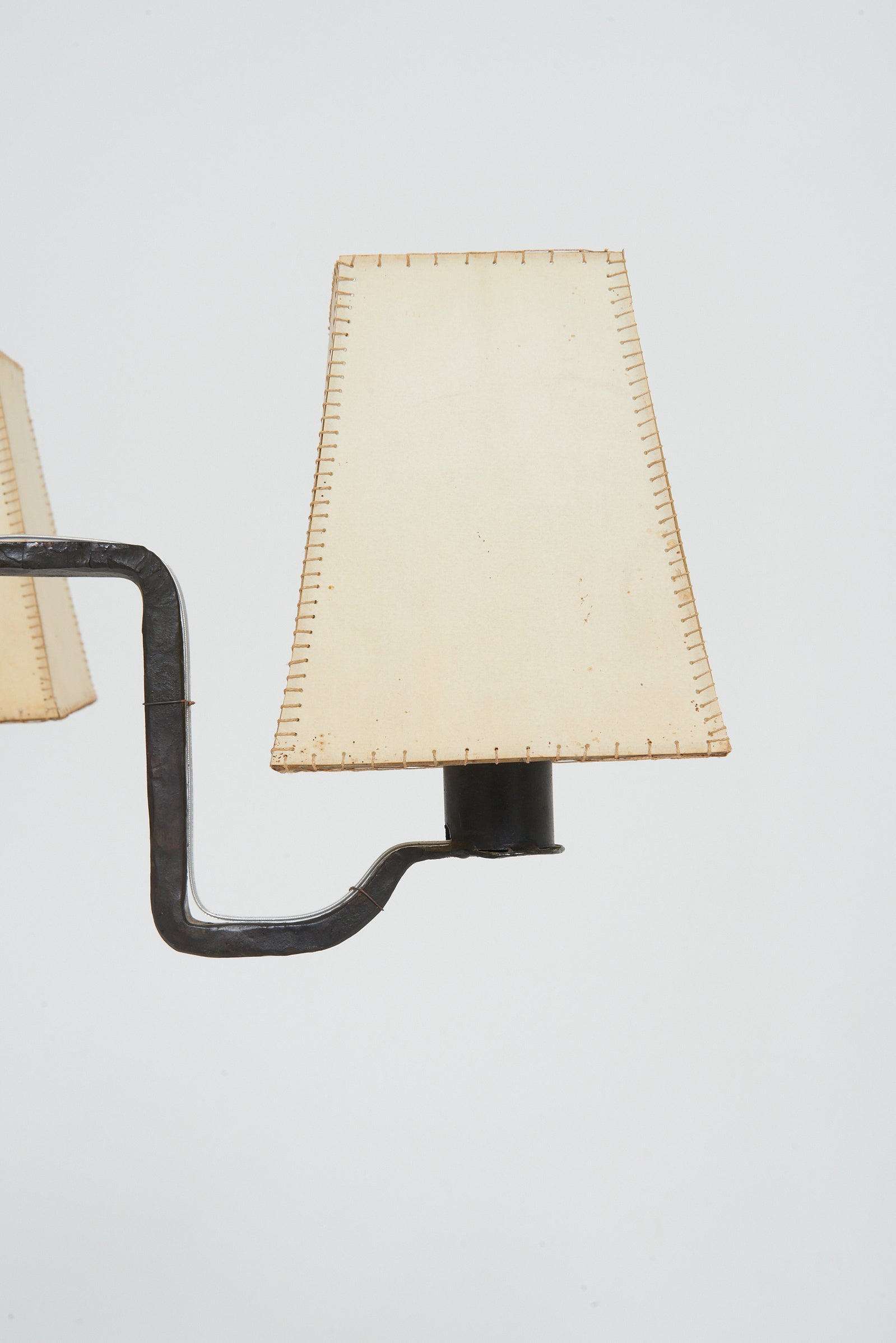 Forged Iron and Parchment Ceiling Light