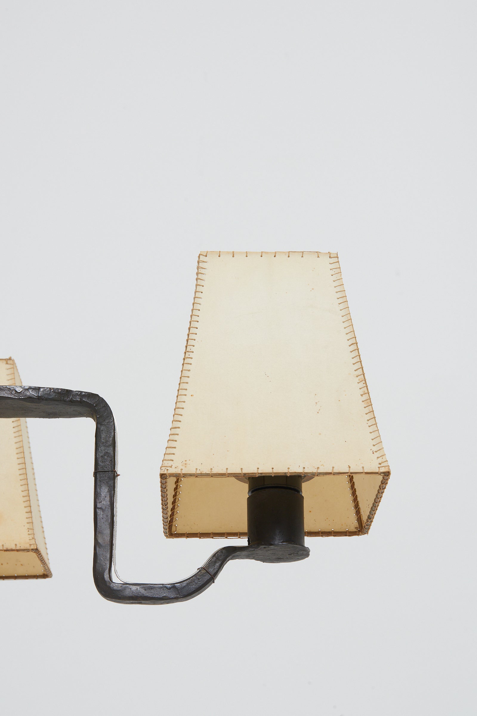 Forged Iron and Parchment Ceiling Light