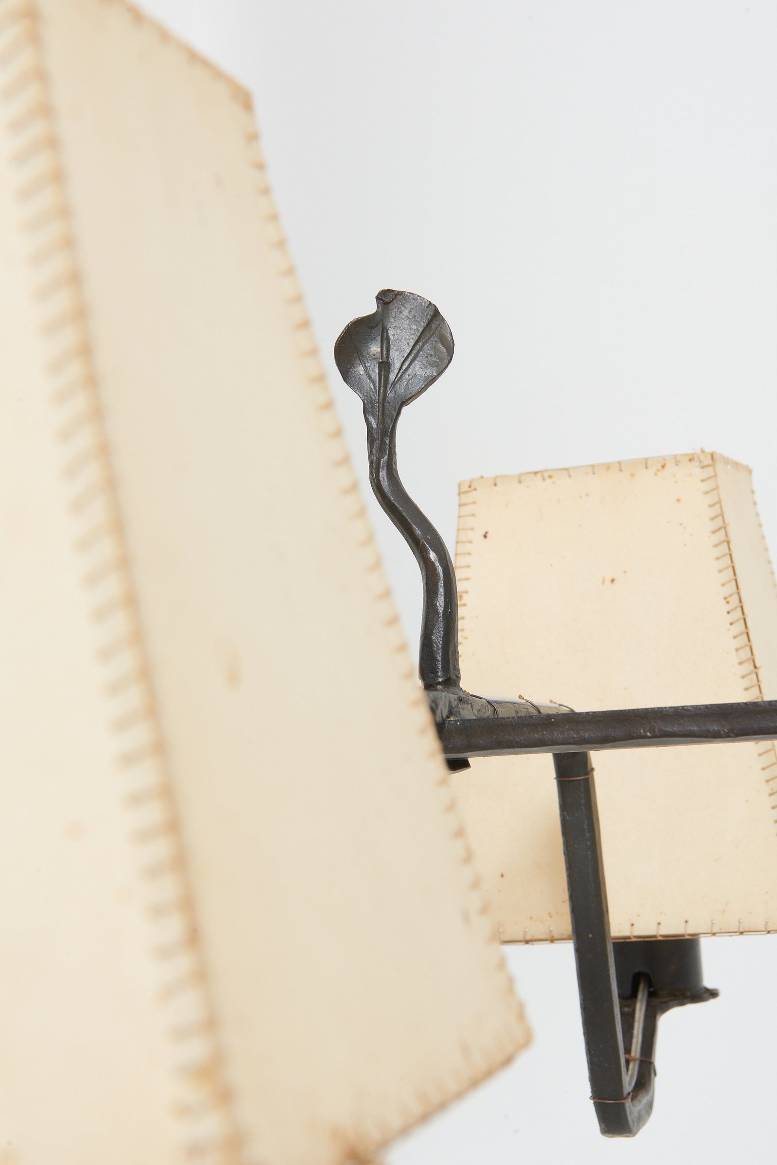 Forged Iron and Parchment Ceiling Light
