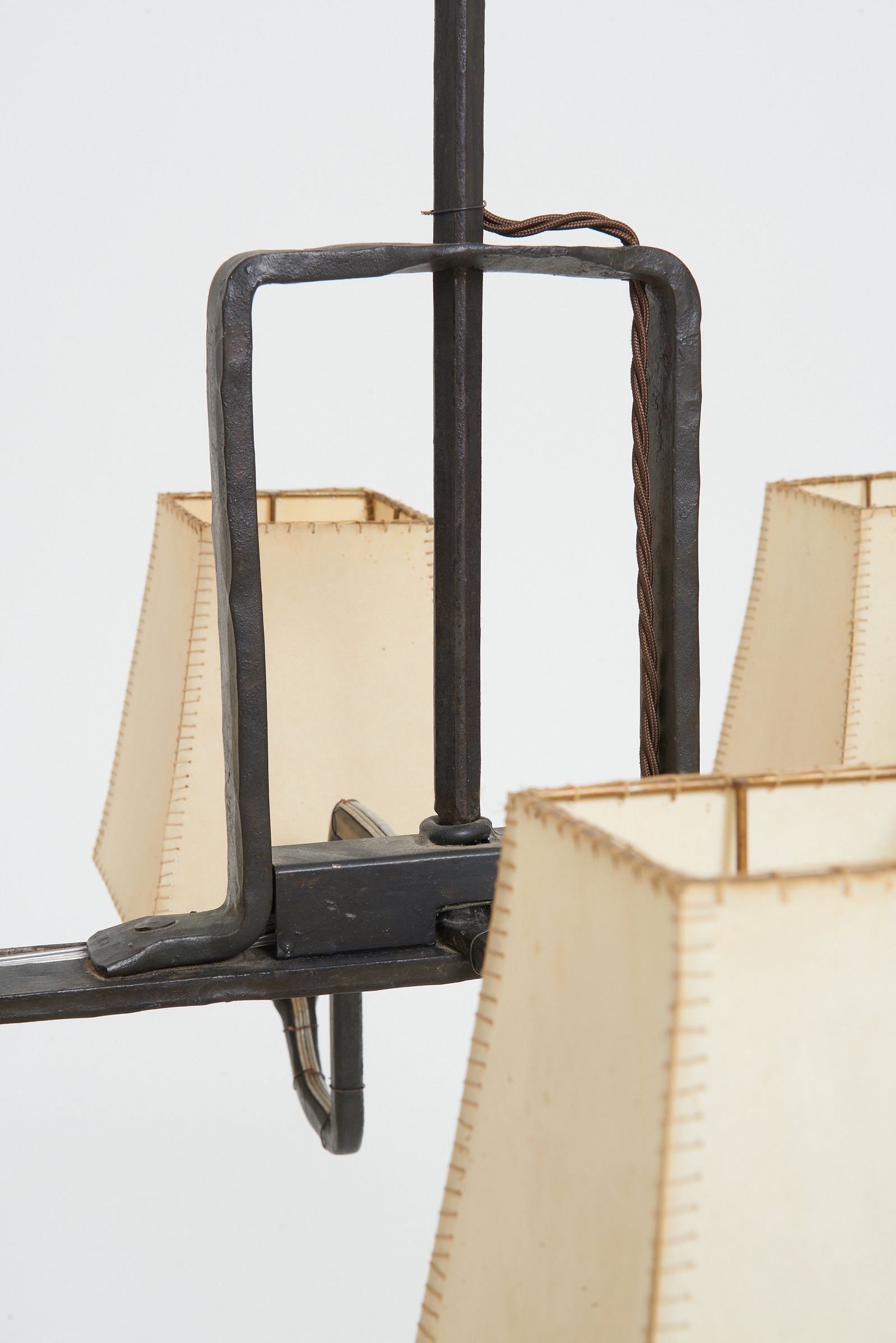 Forged Iron and Parchment Ceiling Light