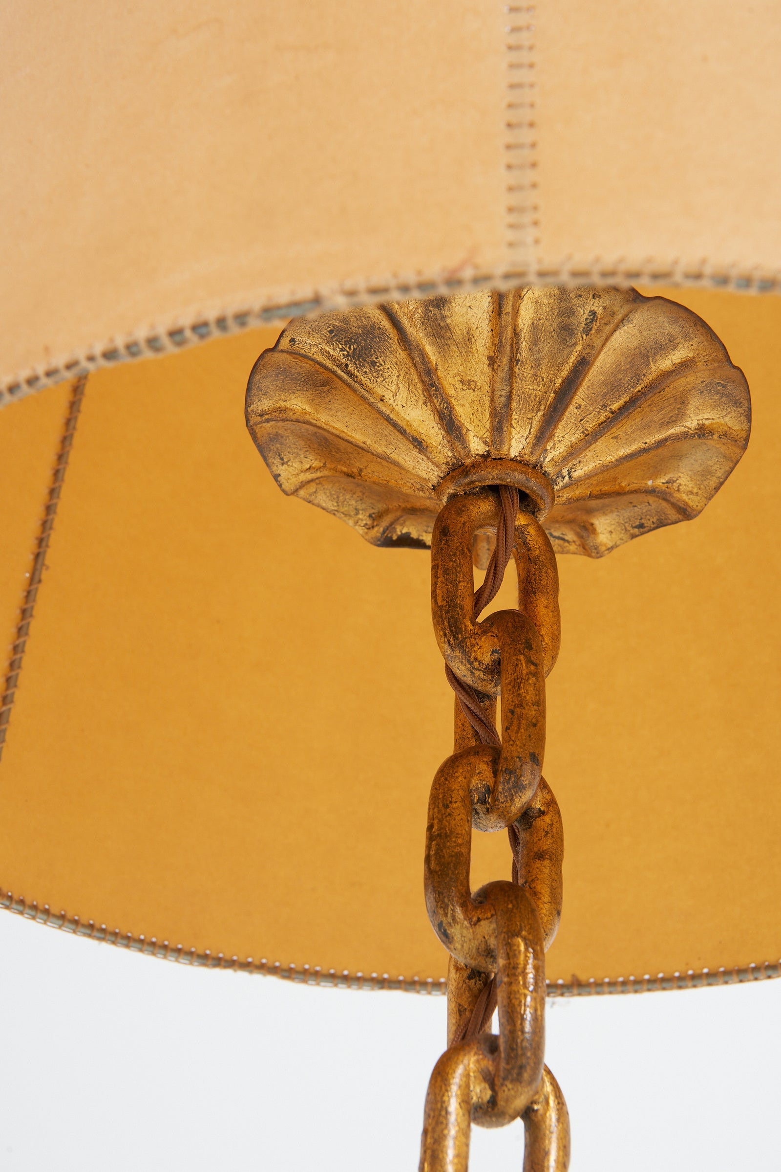 Mid-Century Gilt Chain Links Floor Lamp