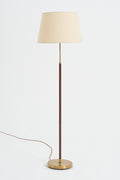 9184- Mid-Century Brass and Faux Leather Floor Lamp