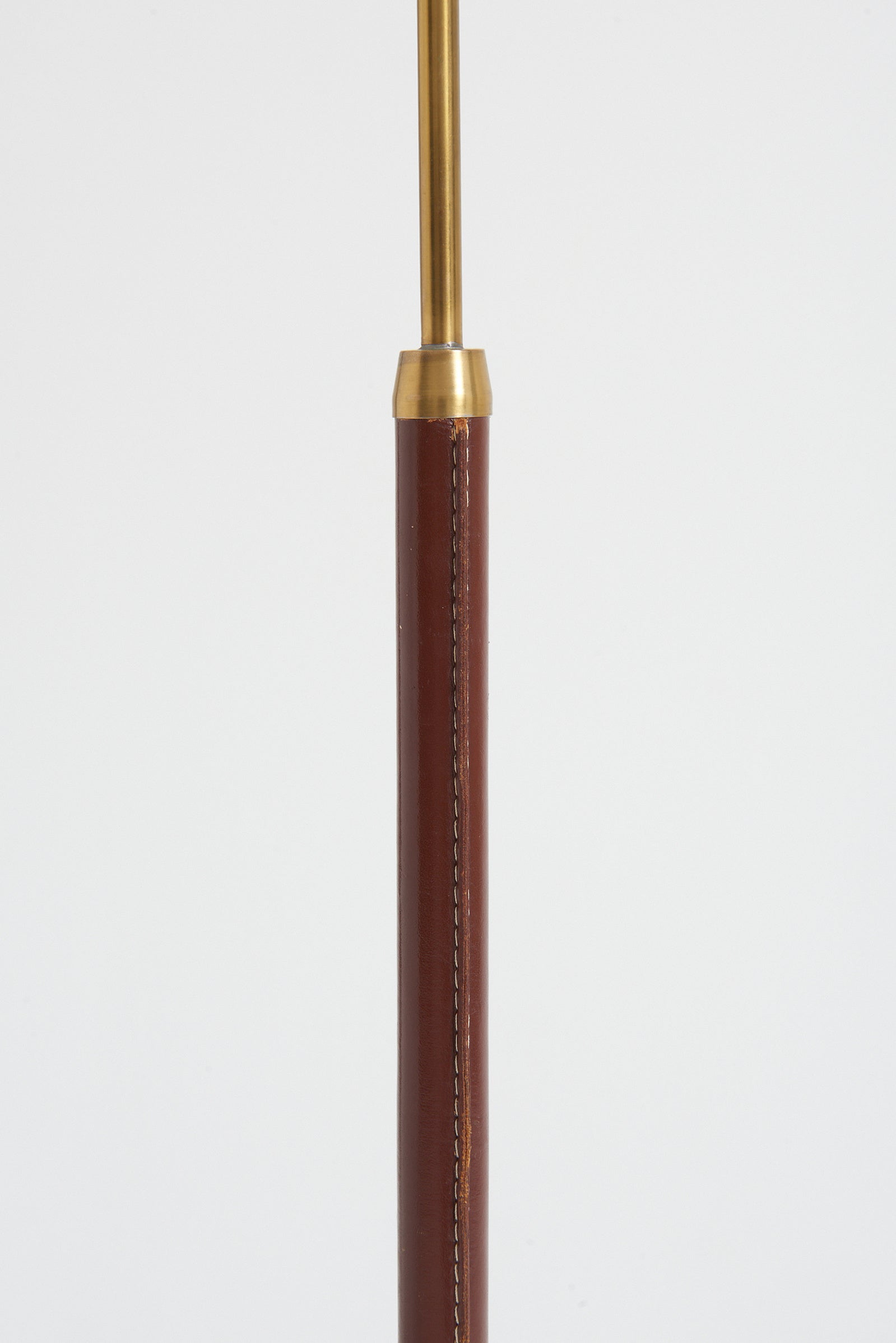 Mid-Century Brass and Faux Leather Floor Lamp