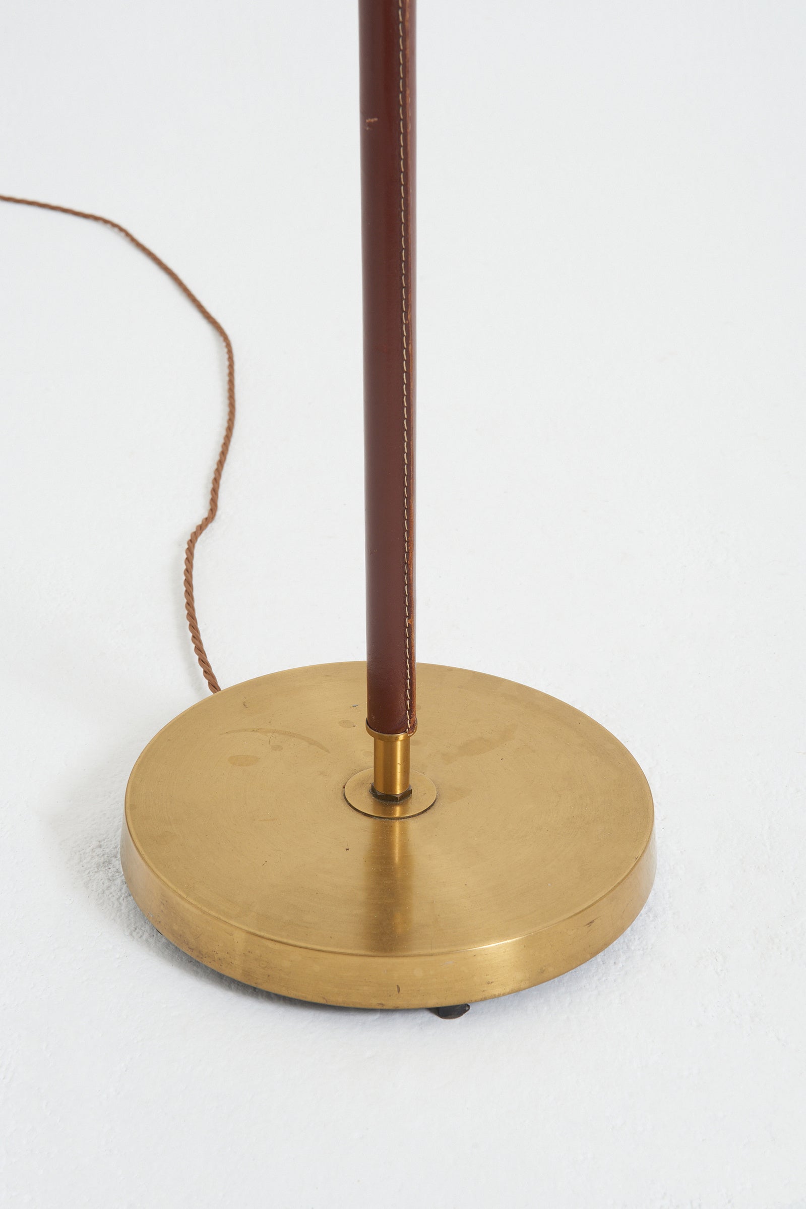 Mid-Century Brass and Faux Leather Floor Lamp