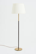9185- Mid-Century Brass and Leather Floor Lamp