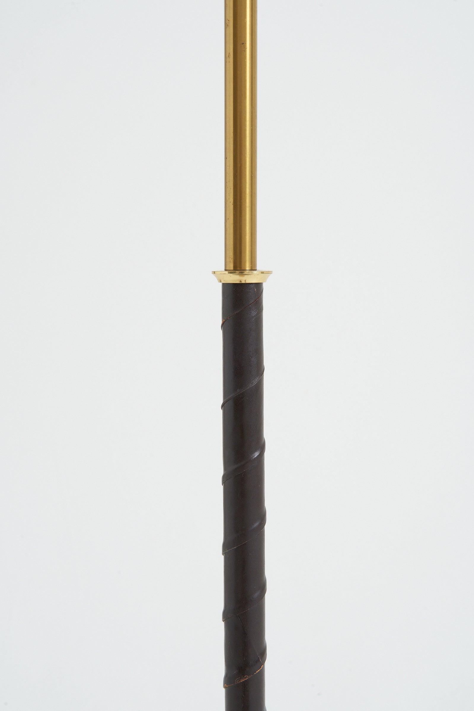 Mid-Century Brass and Leather Floor Lamp
