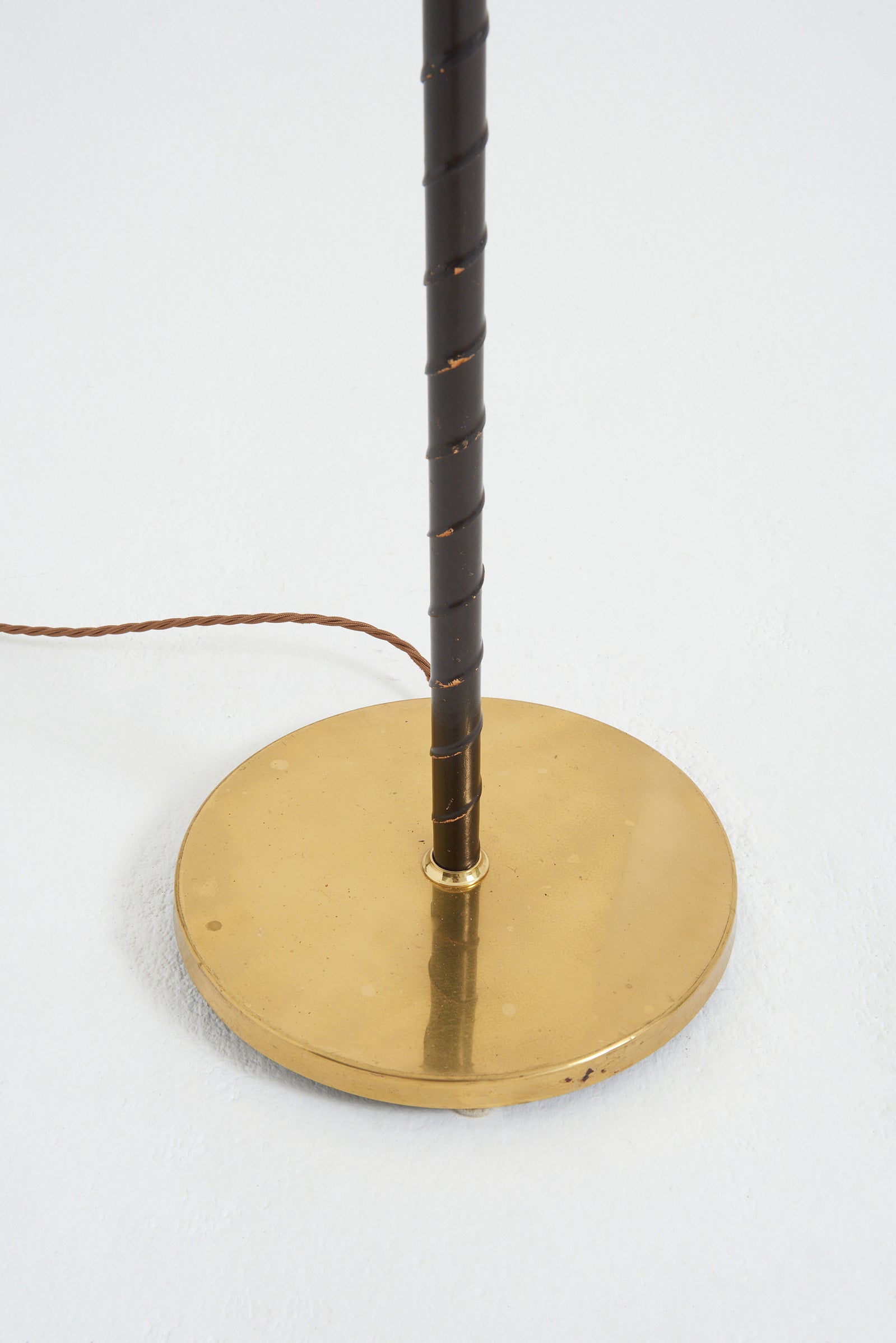 Mid-Century Brass and Leather Floor Lamp