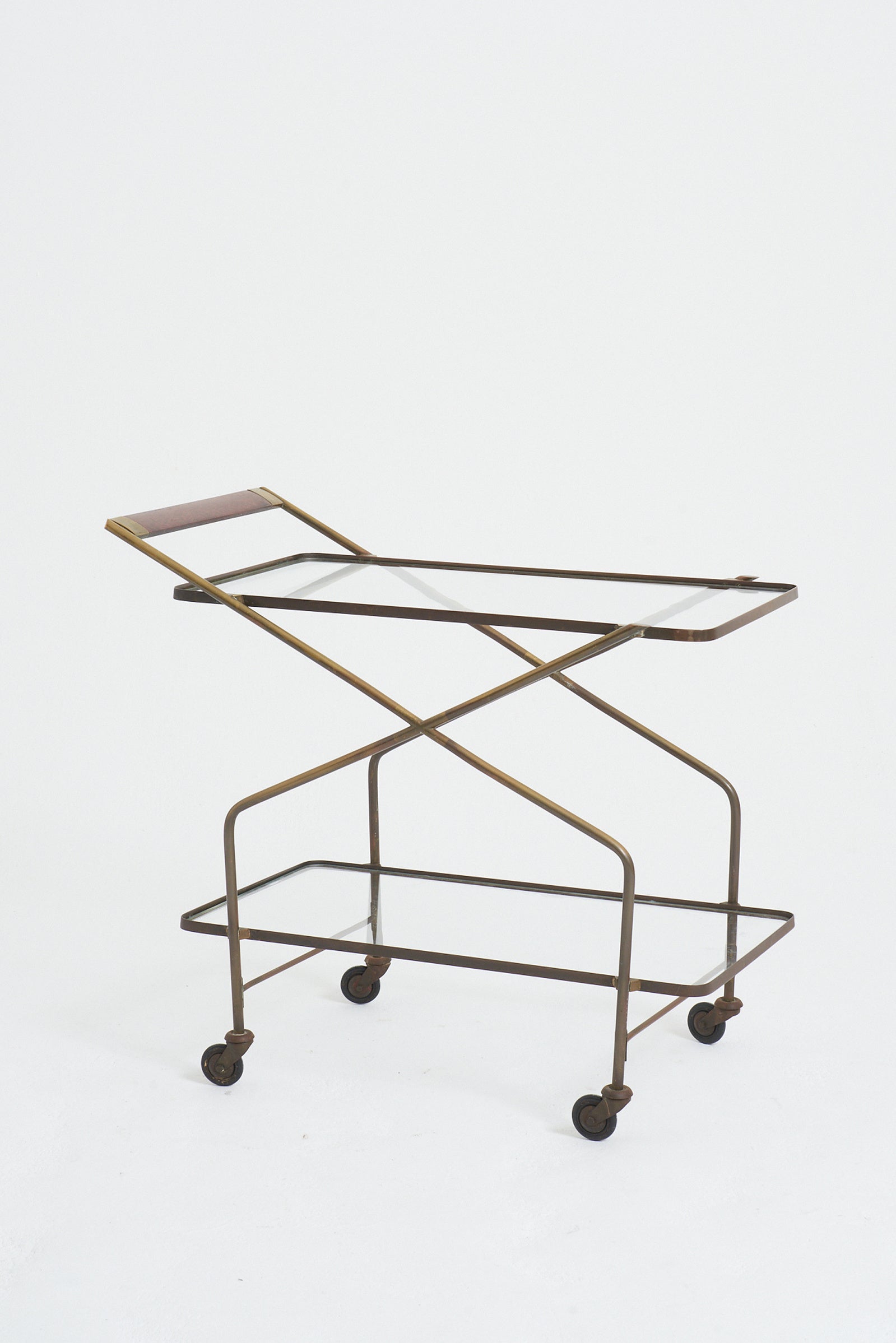 9203- Mid-Century Brass Drinks Trolley