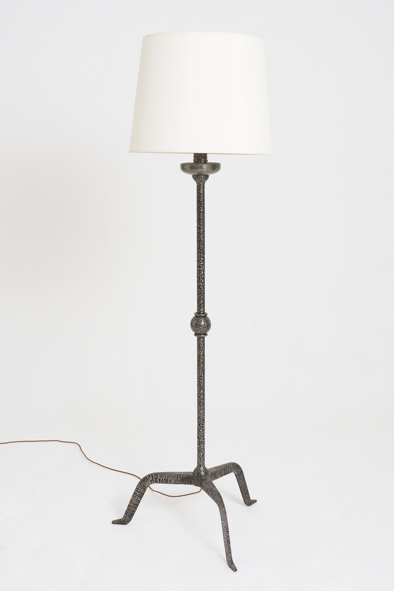 9215- Mid-Century Spanish Forged Iron Floor Lamp