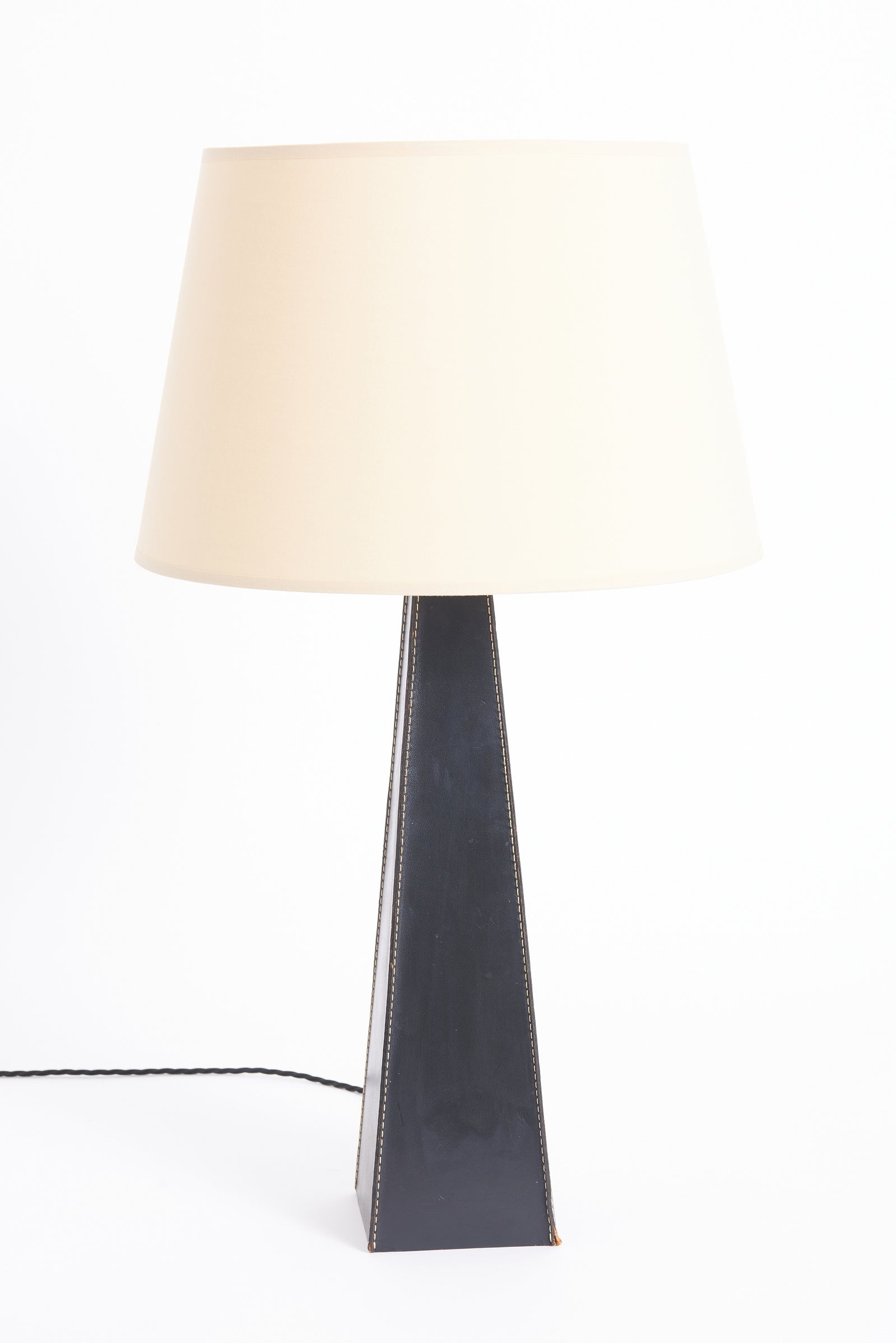 Mid-Century Black Leather Table Lamp