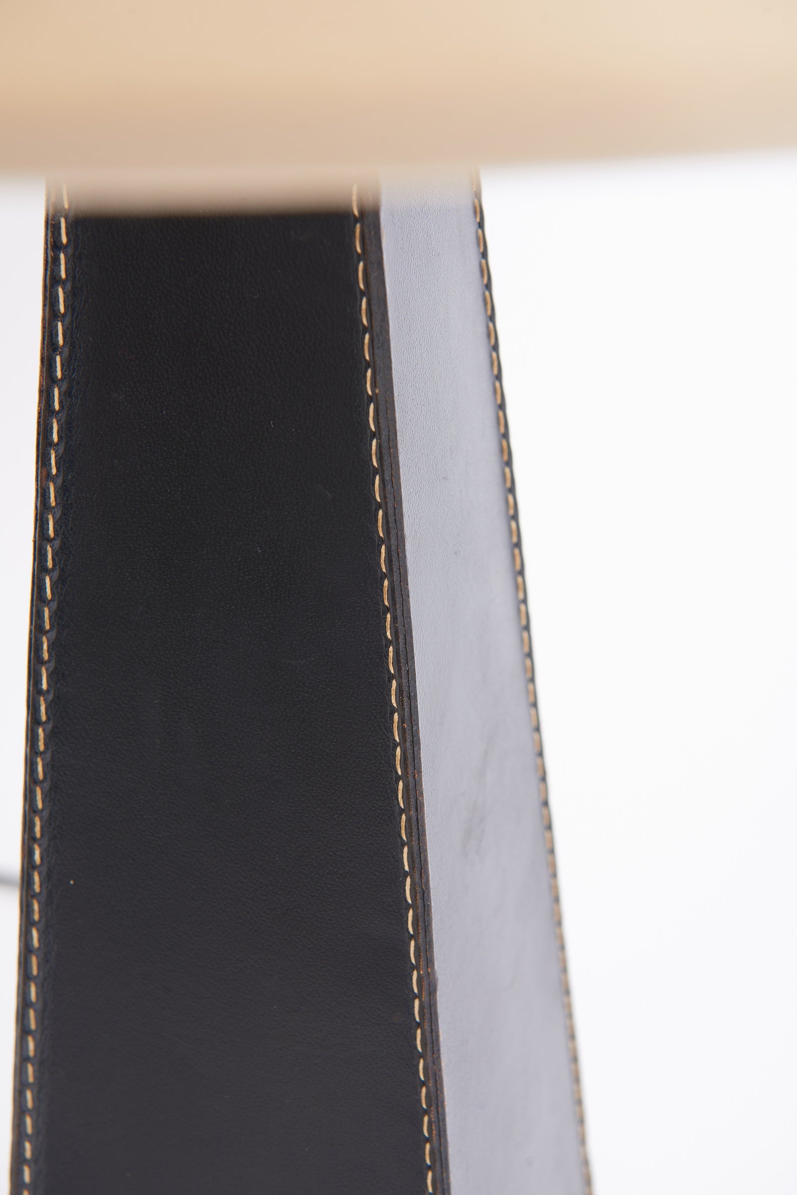 Mid-Century Black Leather Table Lamp
