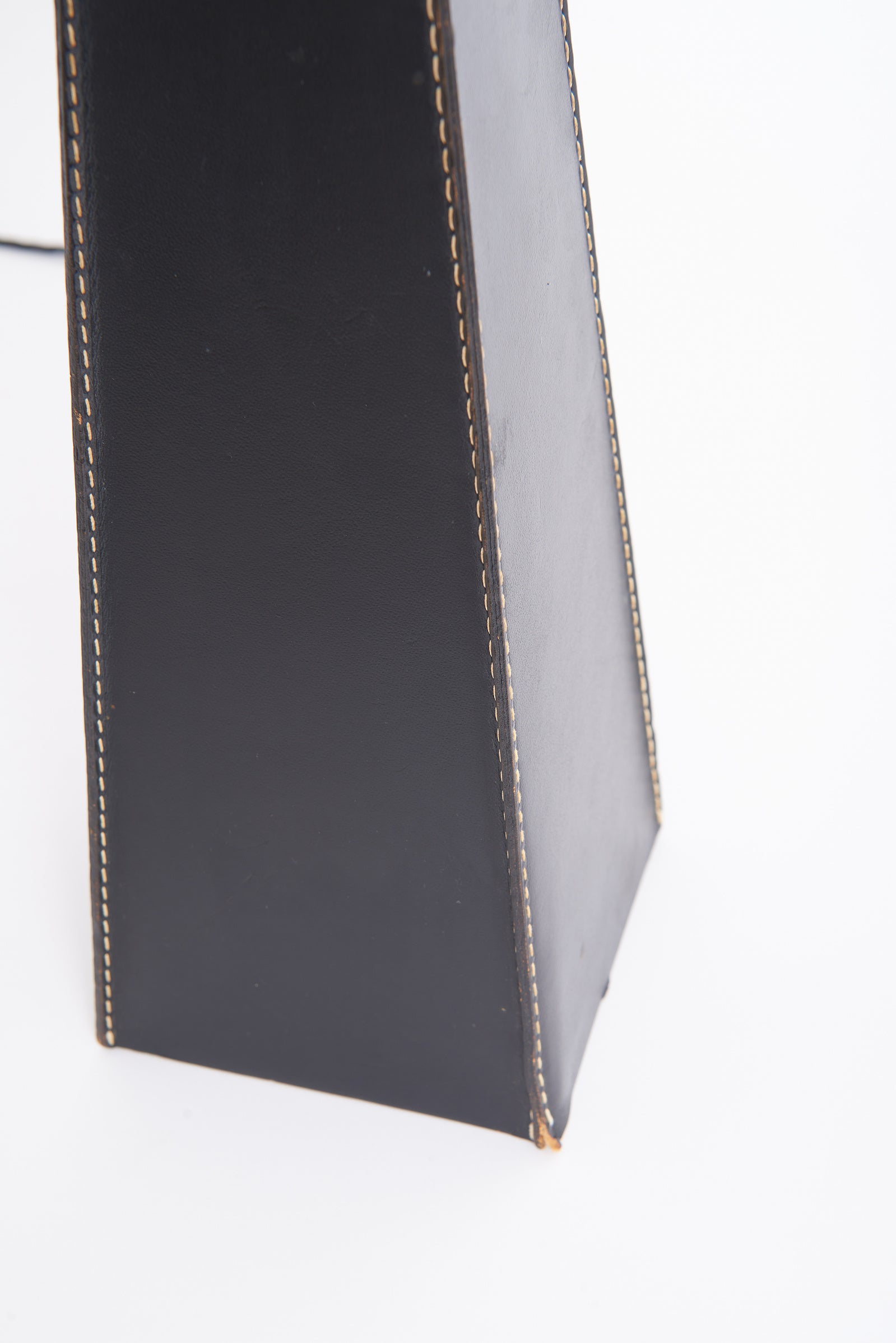 Mid-Century Black Leather Table Lamp