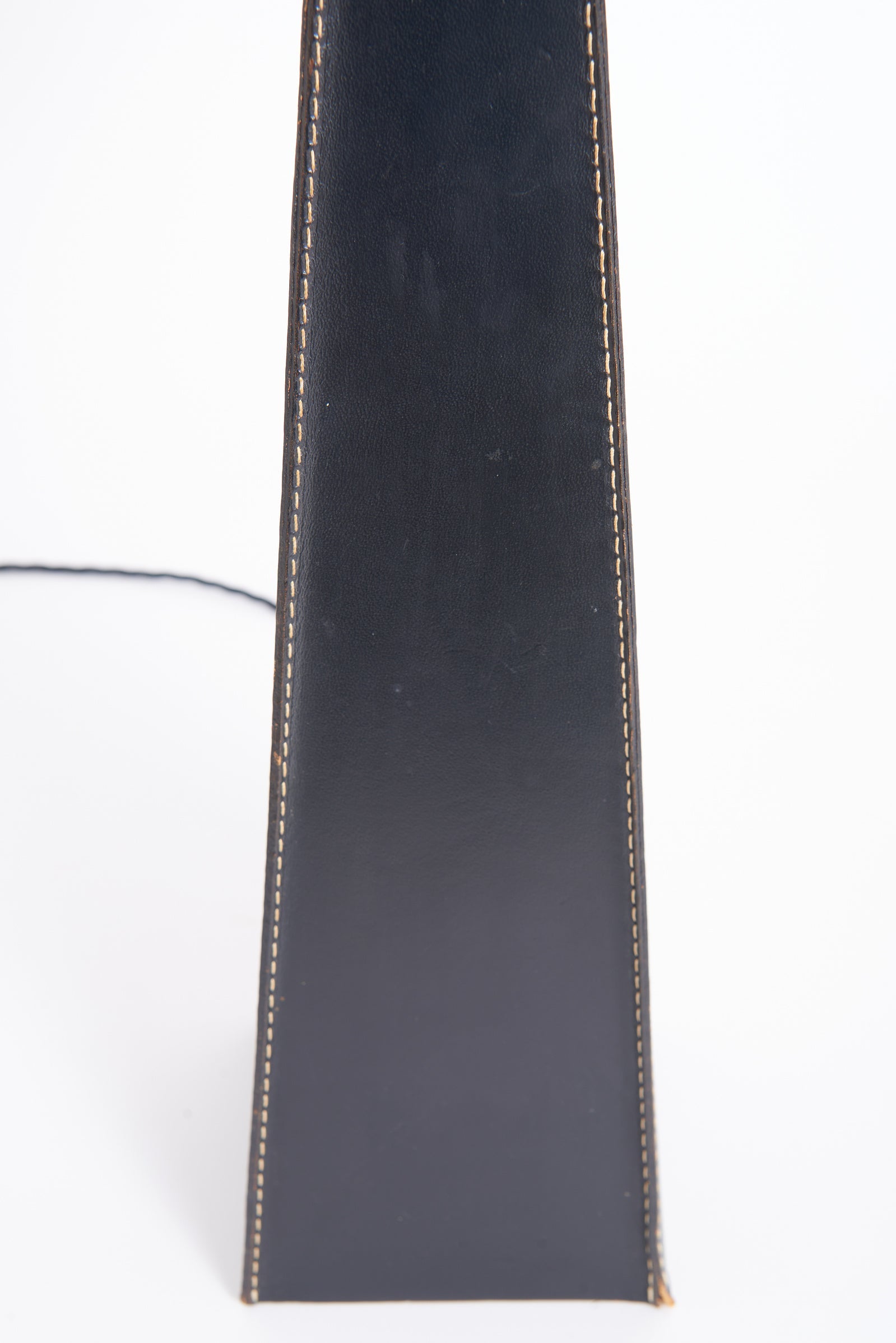 Mid-Century Black Leather Table Lamp