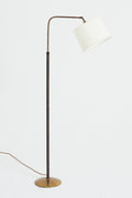9224- Black Leather and Brass Reading Floor Lamp