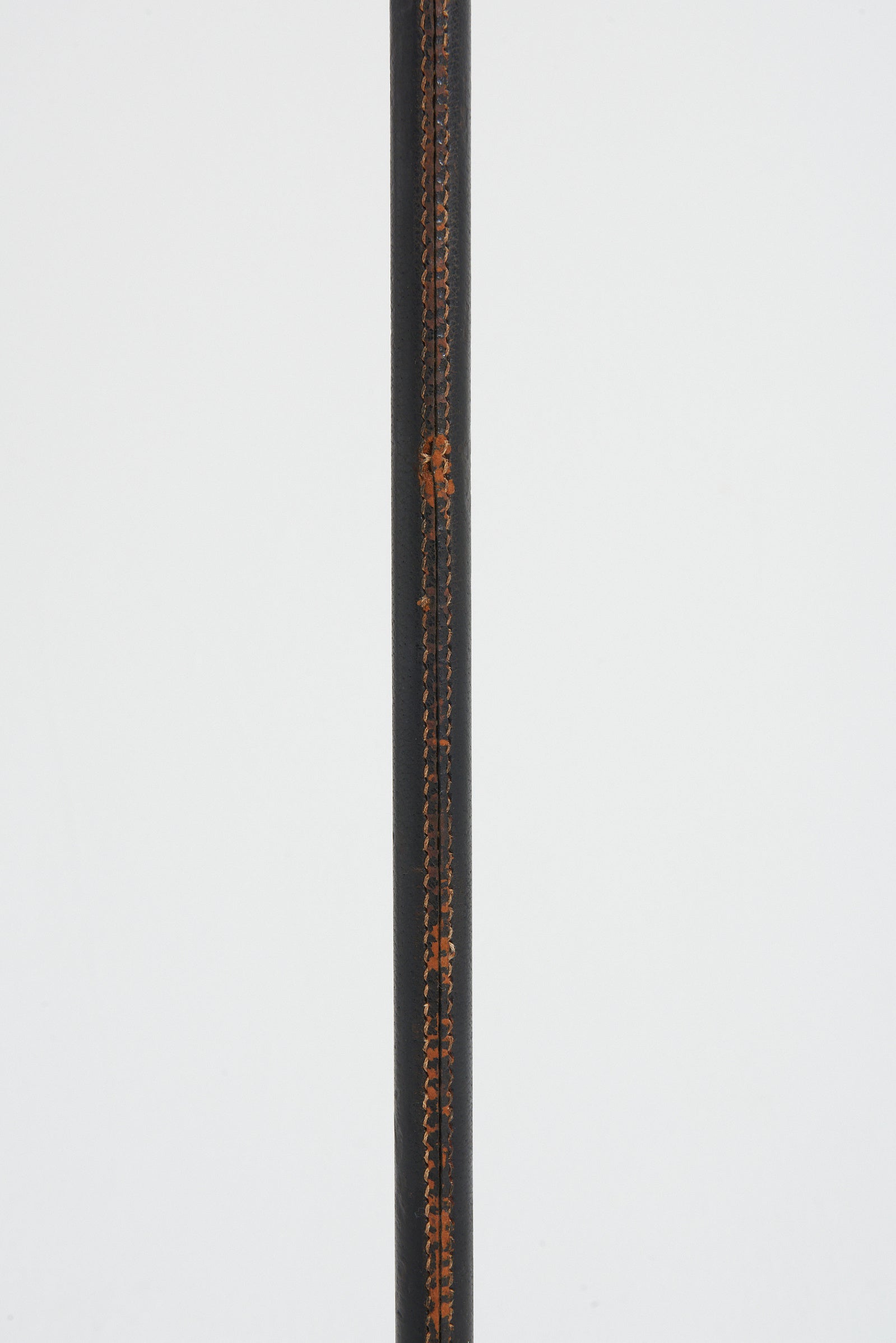 Black Leather and Brass Reading Floor Lamp