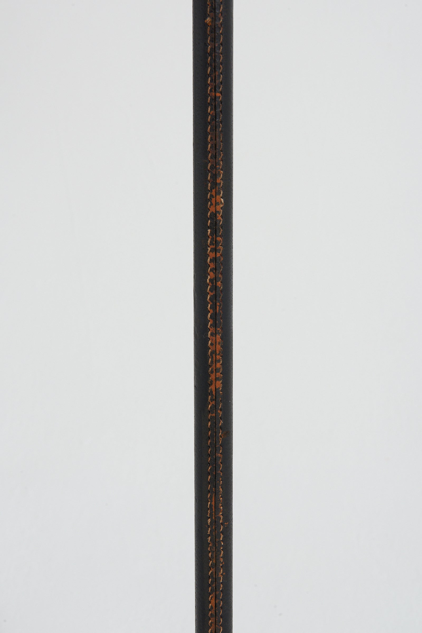 Black Leather and Brass Reading Floor Lamp