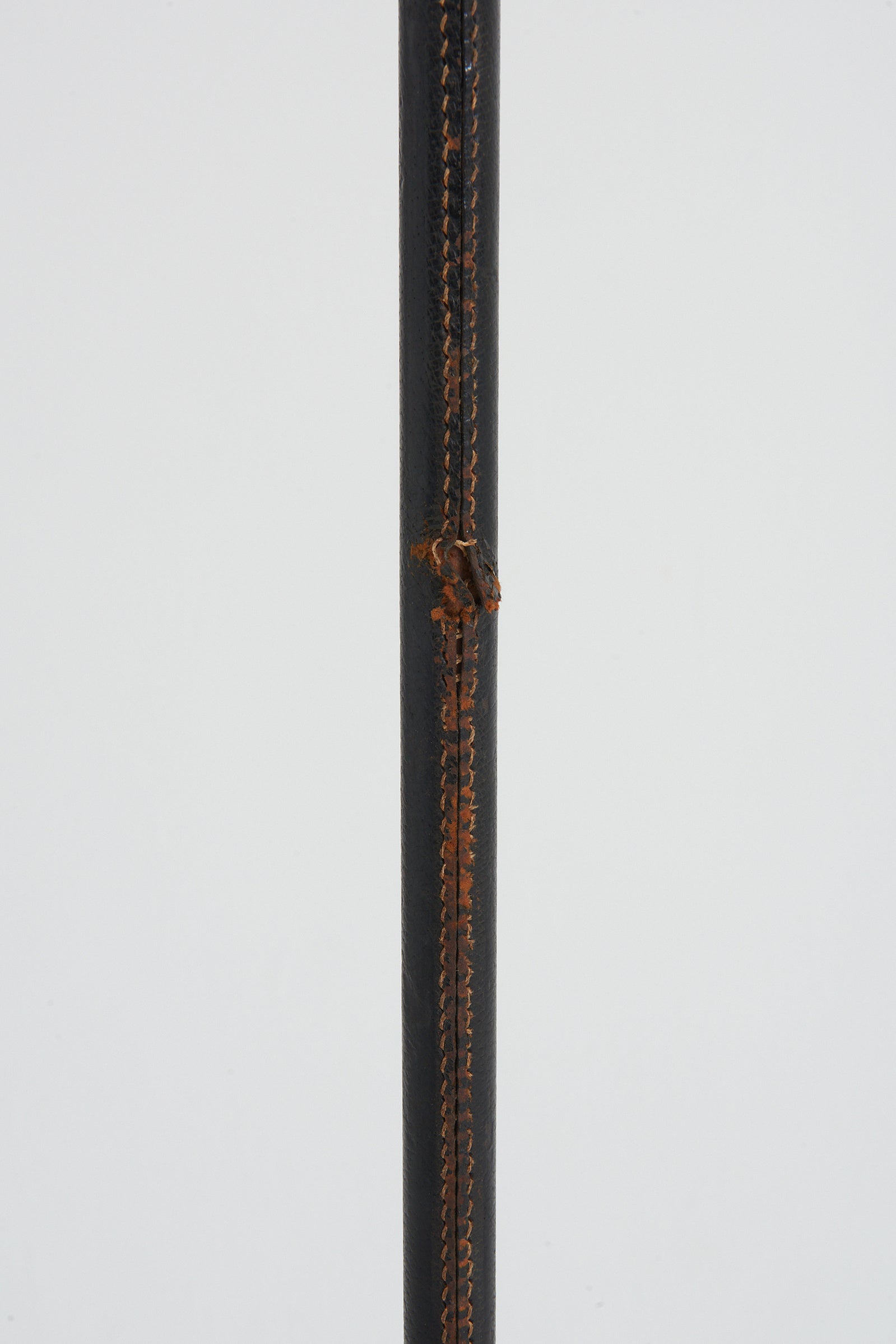 Black Leather and Brass Reading Floor Lamp
