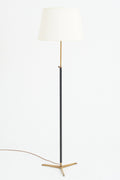9234- Black Leather and Brass Floor Lamp