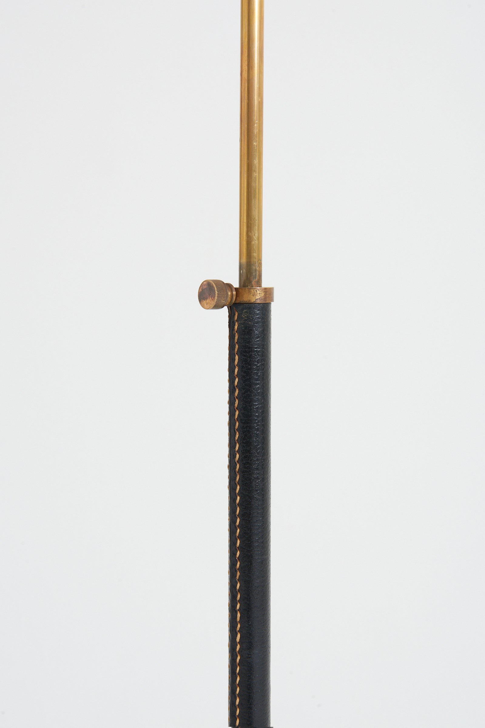 Black Leather and Brass Floor Lamp