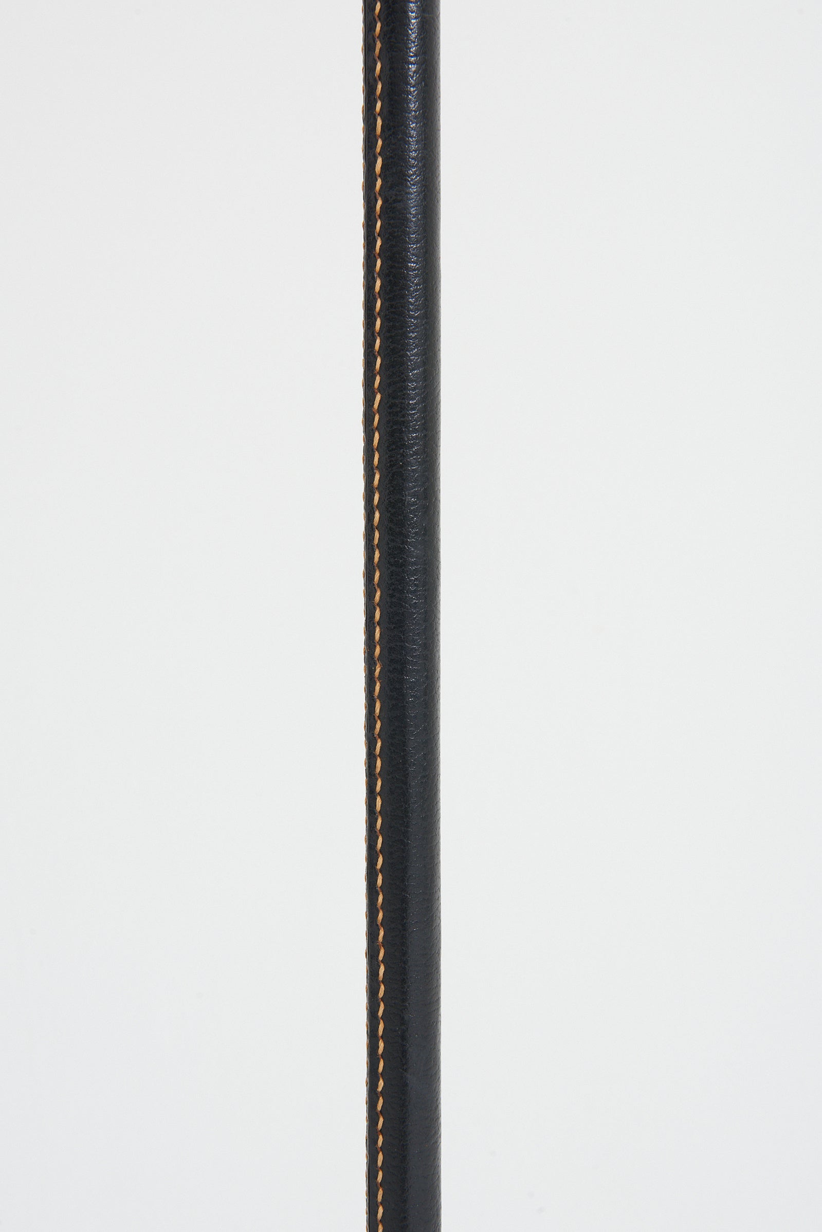 Black Leather and Brass Floor Lamp