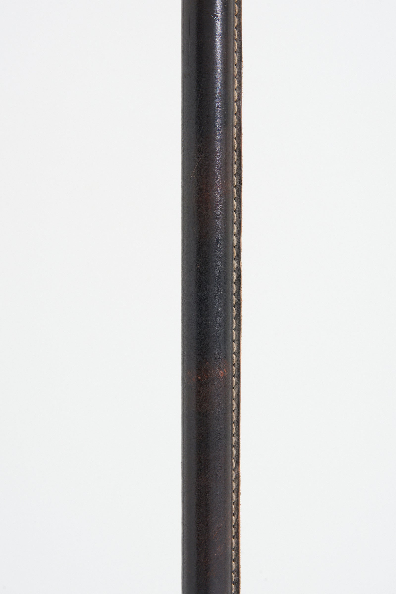 Dark Brown Leather Floor Lamp by Jacques Adnet