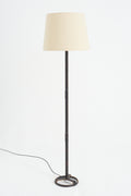 9248- Dark Brown Leather Floor Lamp by Jacques Adnet