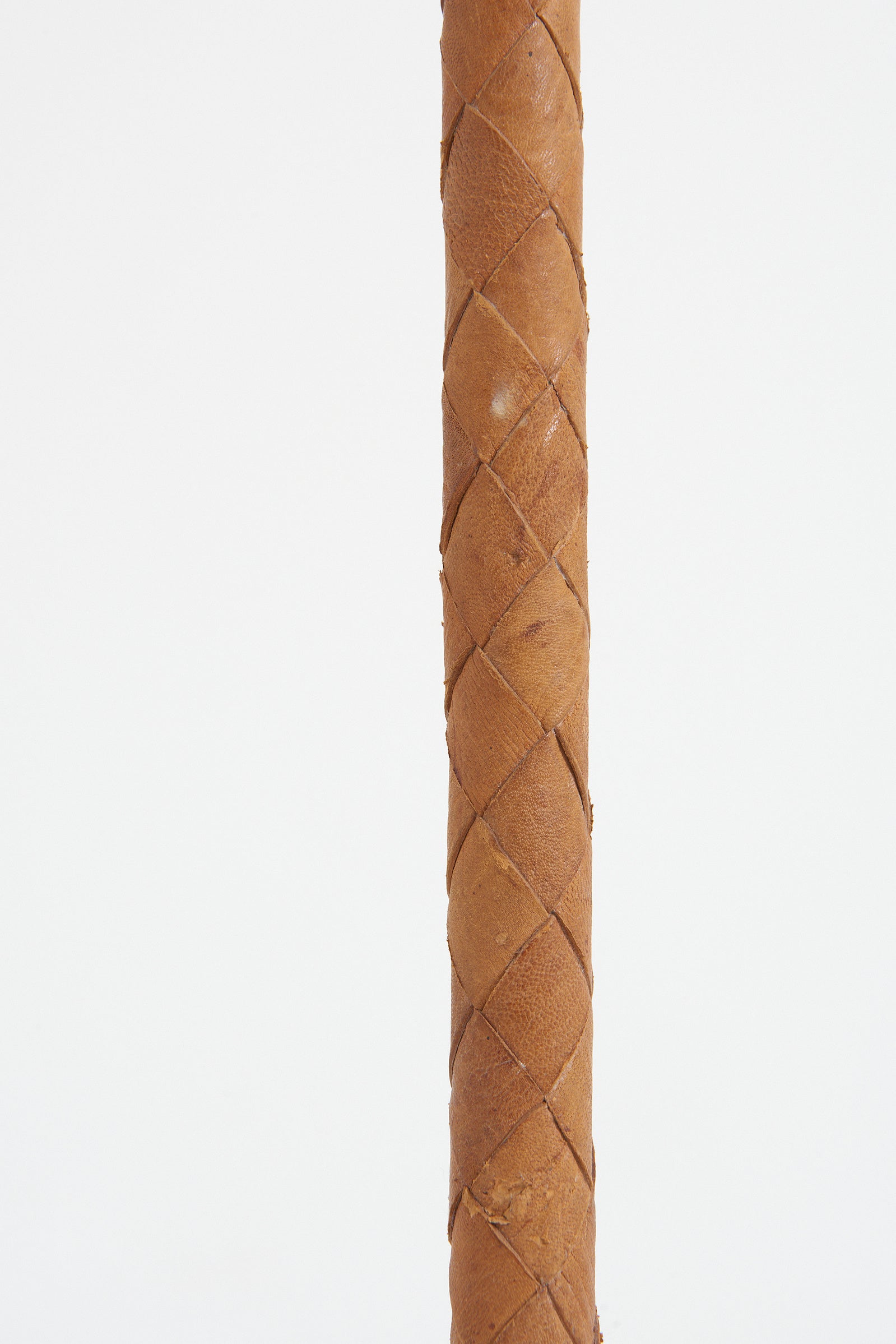 Brass and Brown Leather Floor Lamp
