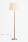 9250- Brass and Brown Leather Floor Lamp