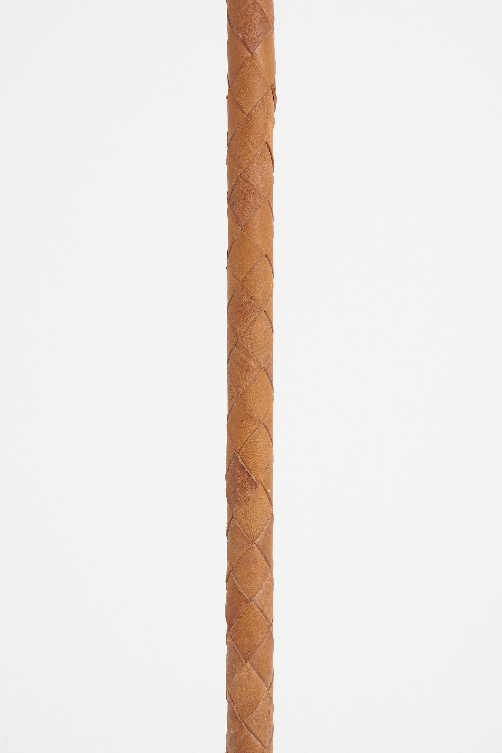 Brass and Brown Leather Floor Lamp