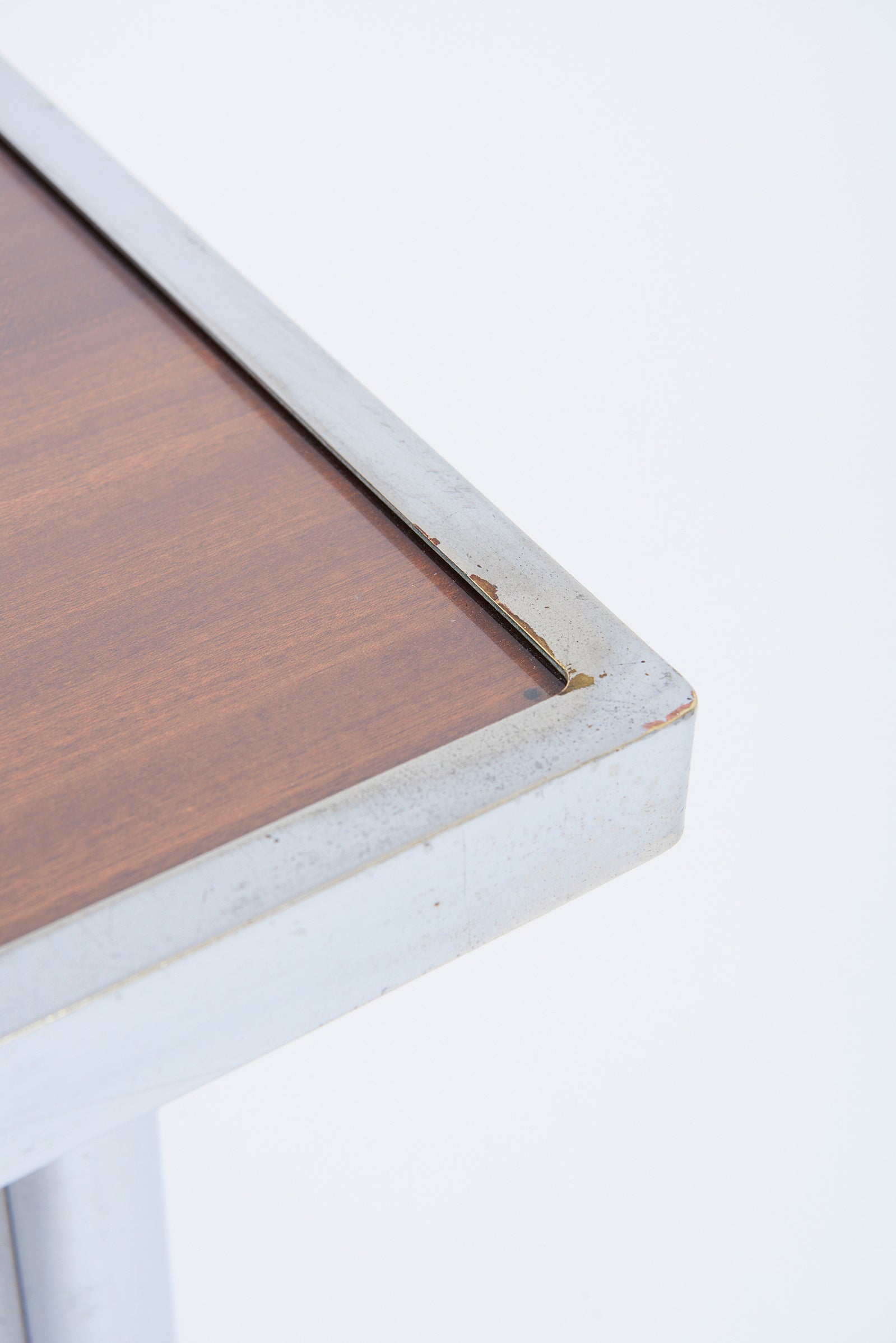 Modernist Nickel and Mahogany Desk