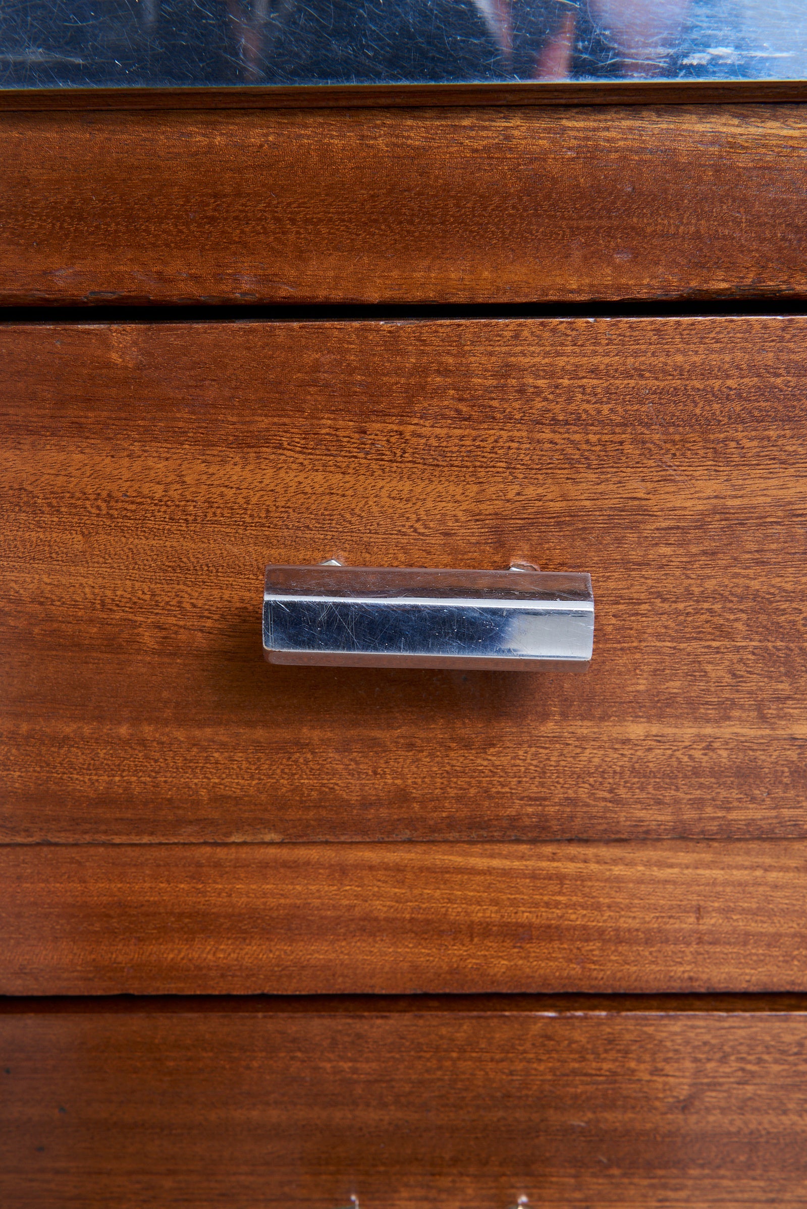 Modernist Nickel and Mahogany Desk