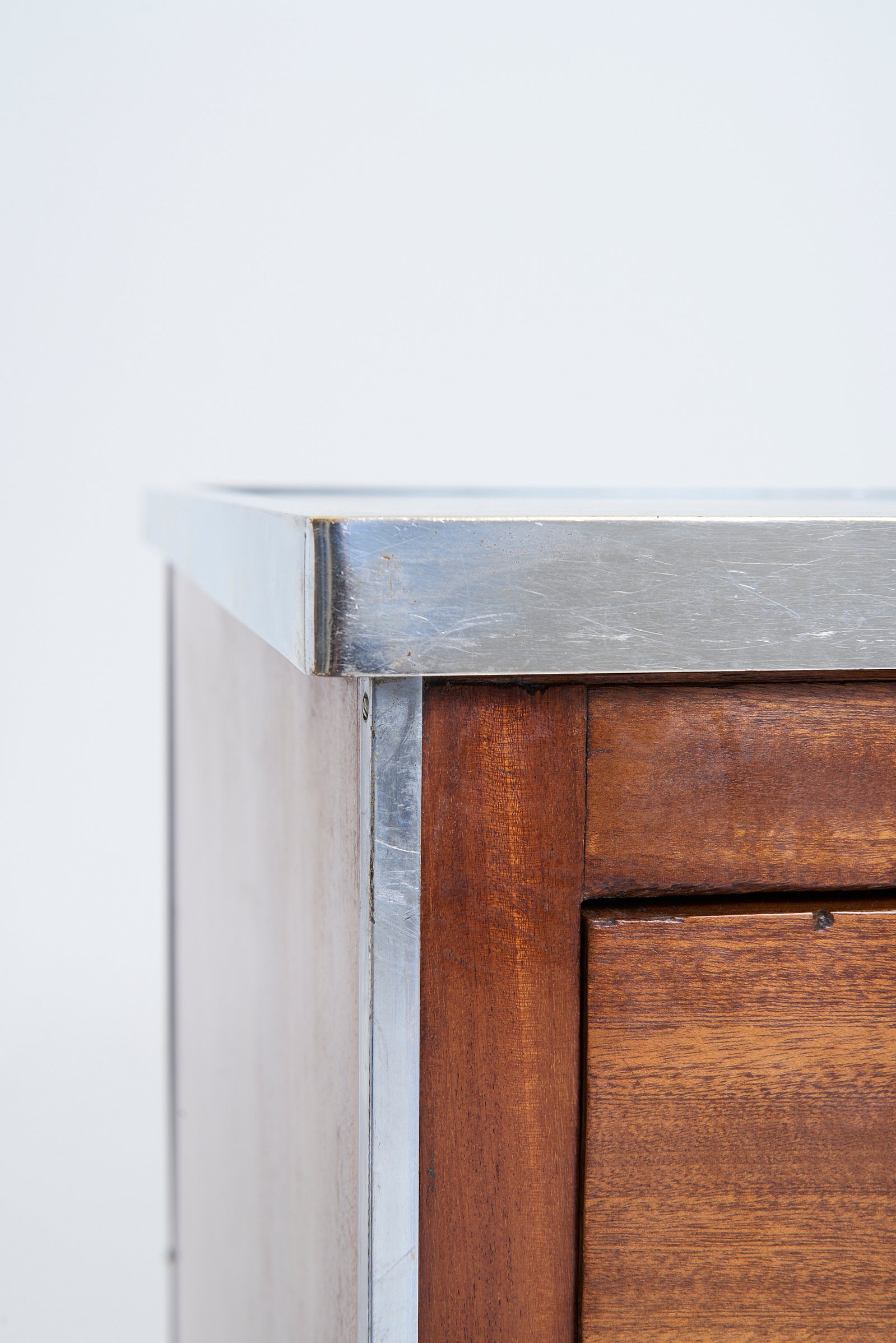 Modernist Nickel and Mahogany Desk