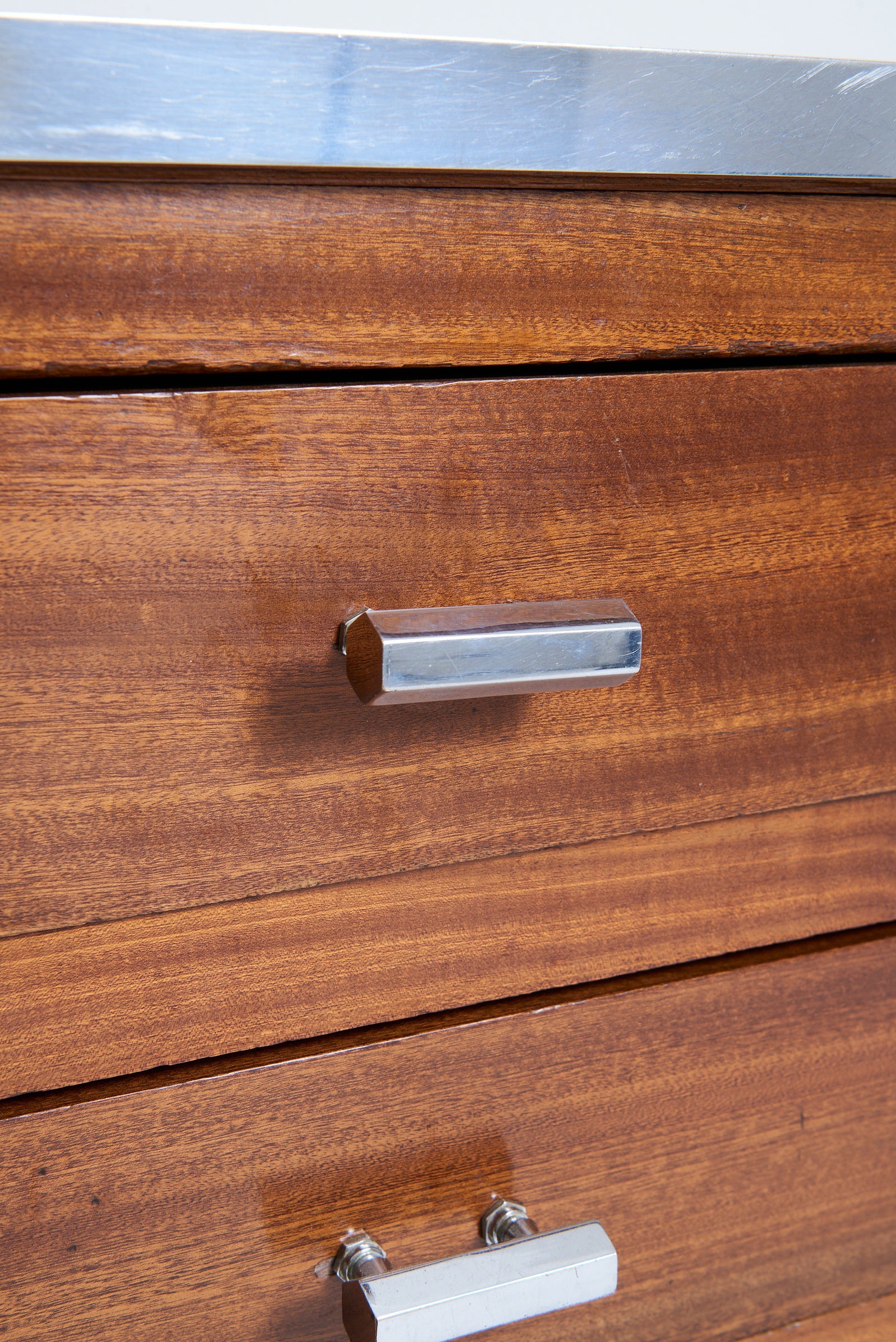 Modernist Nickel and Mahogany Desk