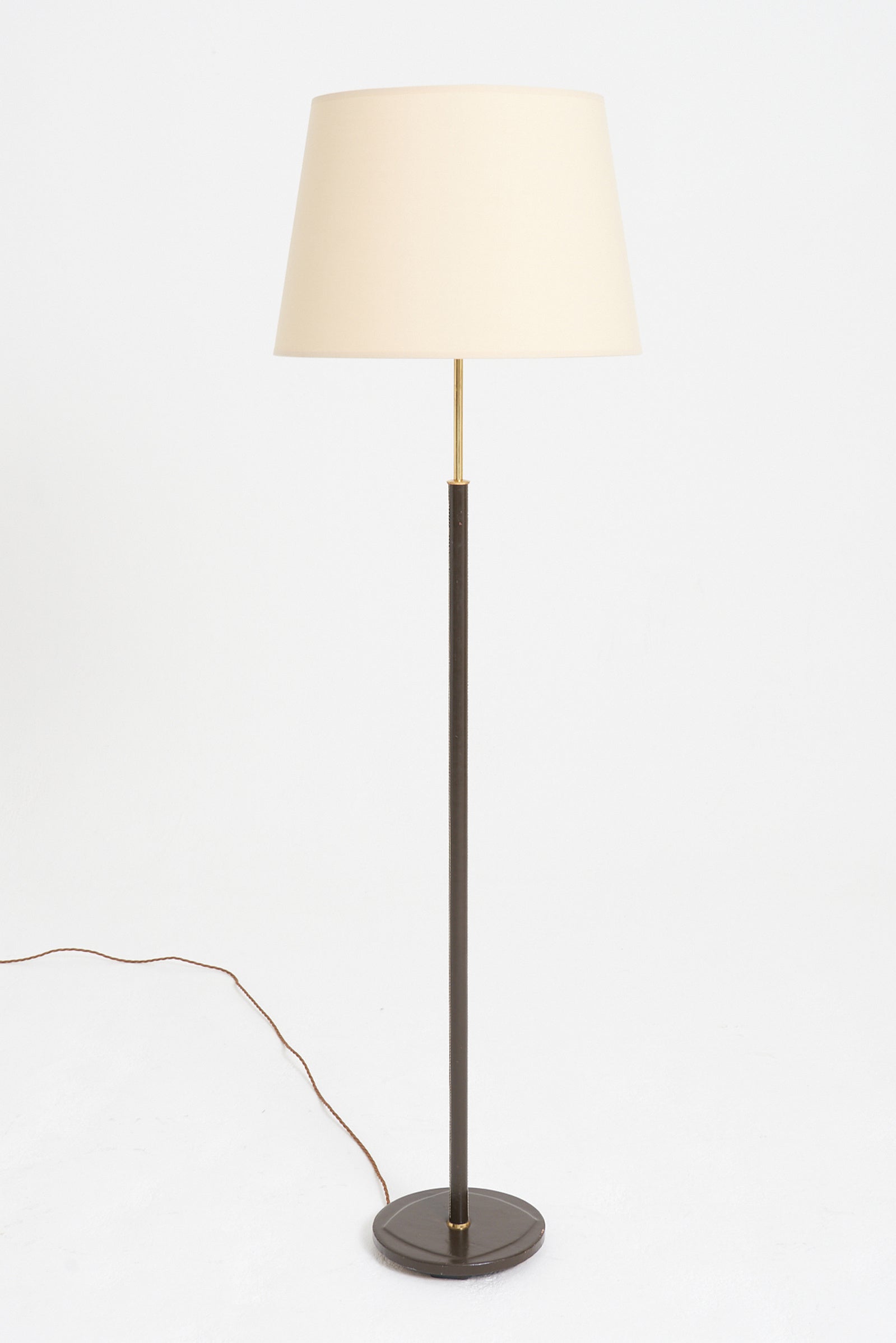 9333- Faux Brown Leather Floor Lamp
