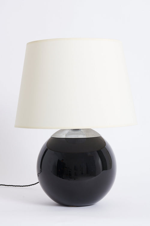 9345- Art Deco Black Glass Table Lamp