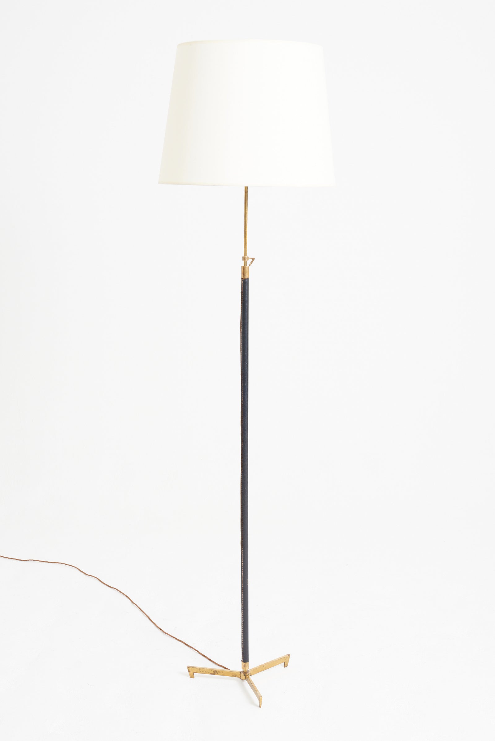 9358- Mid-Century Leather Floor Lamp