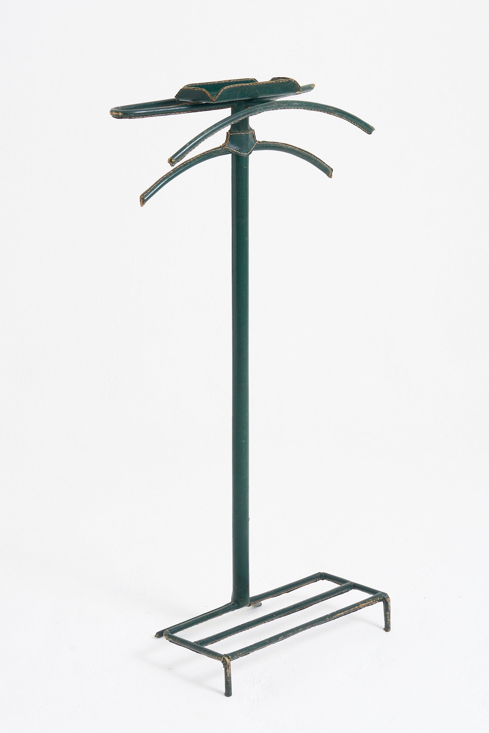 Saddle-Stitched Green Leather Valet